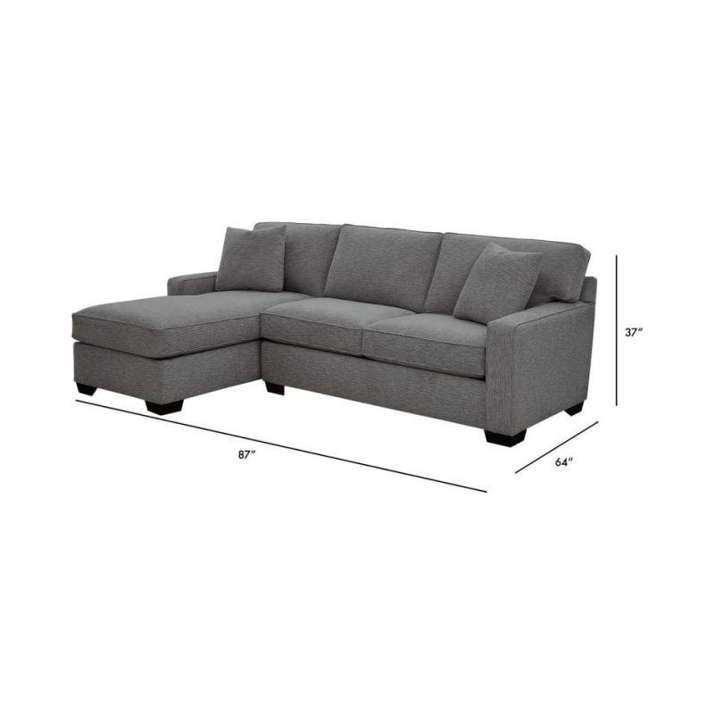 Sectionals |  Crestview Track Arm Graphite 2-pc sectional w/ left chaise Gray Living Room Furniture Gray