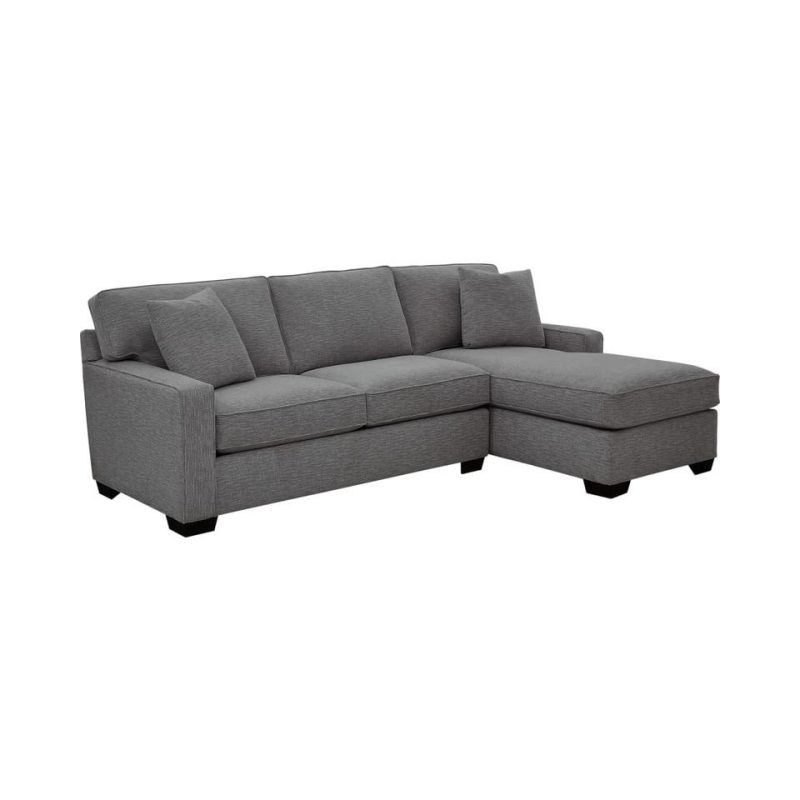 Sectionals |  Crestview Track Arm Graphite 2-pc sectional w/ right chaise Gray Living Room Furniture Gray