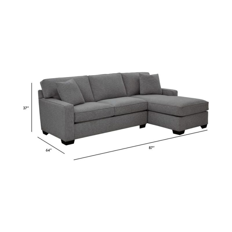 Sectionals |  Crestview Track Arm Graphite 2-pc sectional w/ right chaise Gray Living Room Furniture Gray