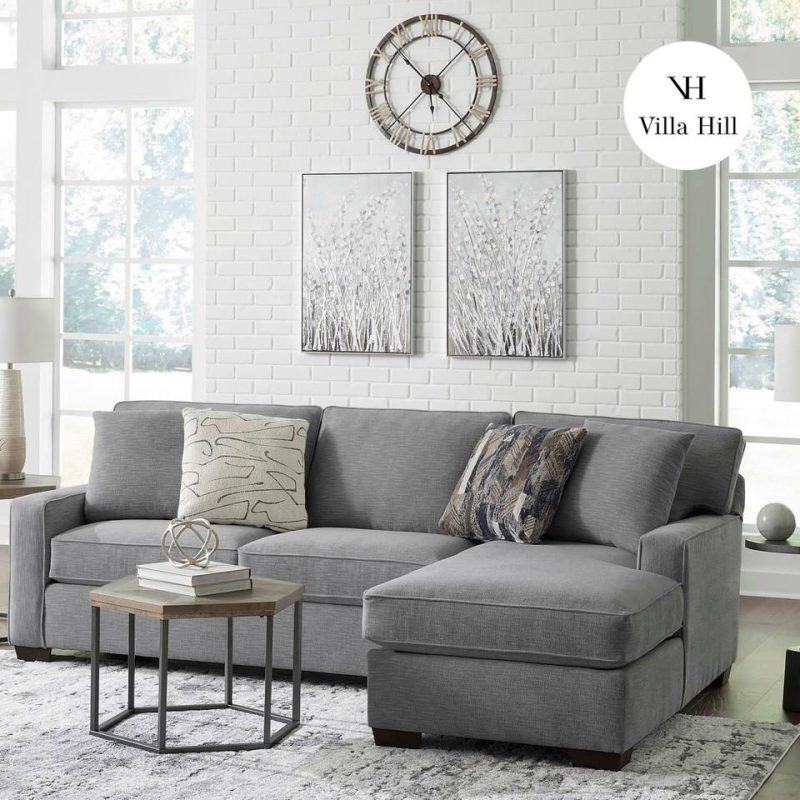 Sectionals |  Crestview Track Arm Graphite 2-pc sectional w/ right chaise Gray Living Room Furniture Gray