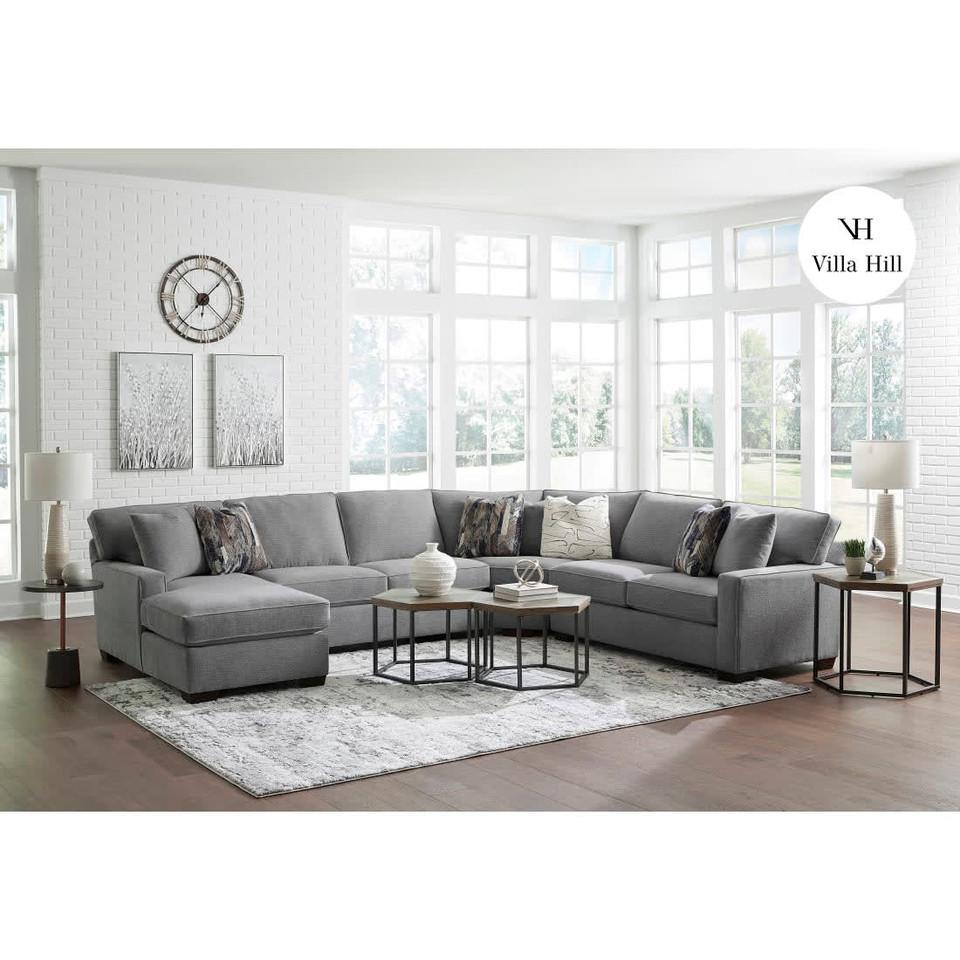 Sectionals |  Crestview Track Arm Graphite 4-pc sectional w/ left chaise Gray Living Room Furniture Gray