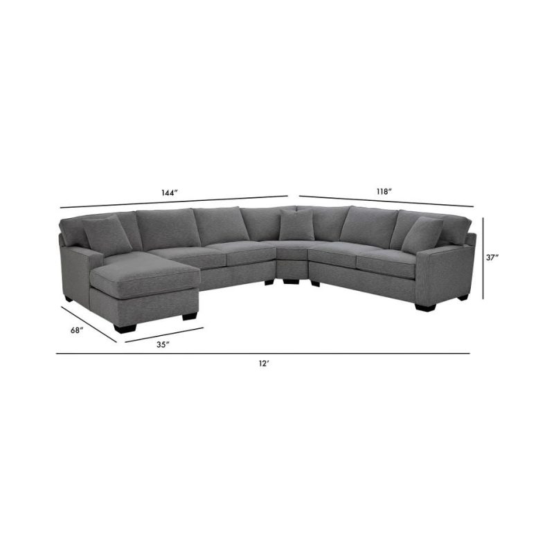 Sectionals |  Crestview Track Arm Graphite 4-pc sectional w/ left chaise Gray Living Room Furniture Gray