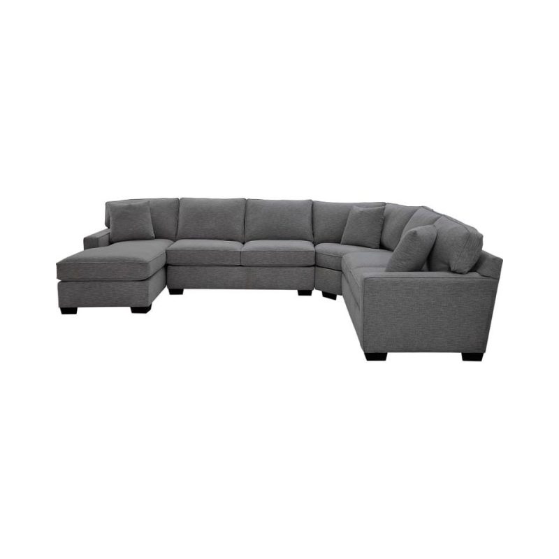 Sectionals |  Crestview Track Arm Graphite 4-pc sectional w/ left chaise Gray Living Room Furniture Gray