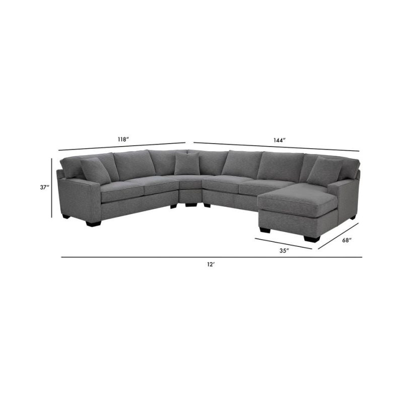 Sectionals |  Crestview Track Arm Graphite 4-pc sectional w/ right chaise Gray Living Room Furniture Gray