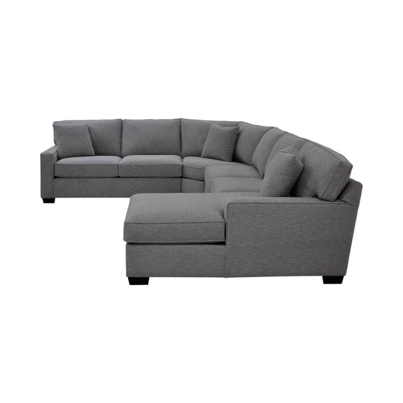 Sectionals |  Crestview Track Arm Graphite 4-pc sectional w/ right chaise Gray Living Room Furniture Gray