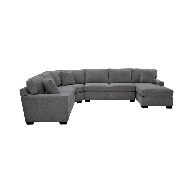 Sectionals |  Crestview Track Arm Graphite 4-pc sectional w/ right chaise Gray Living Room Furniture Gray