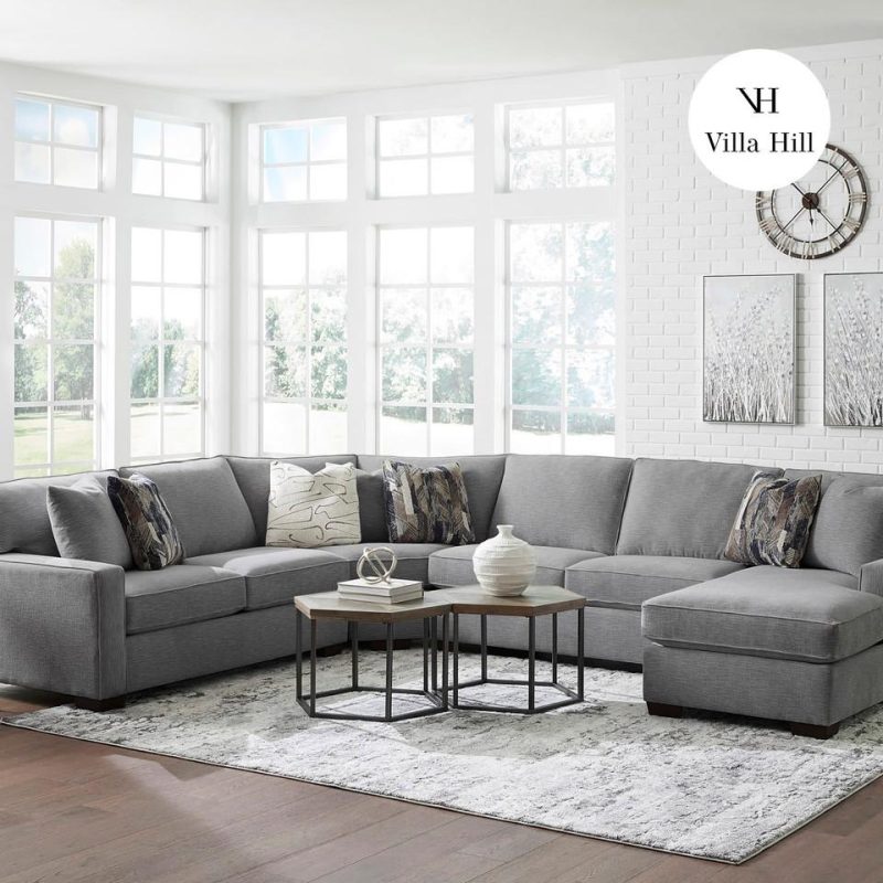 Sectionals |  Crestview Track Arm Graphite 4-pc sectional w/ right chaise Gray Living Room Furniture Gray