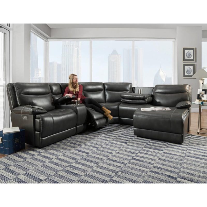 Sectionals |  Illusions Sectional – Left Side Facing Sofa & Right Side Facing Loveseat Black Living Room Furniture Black