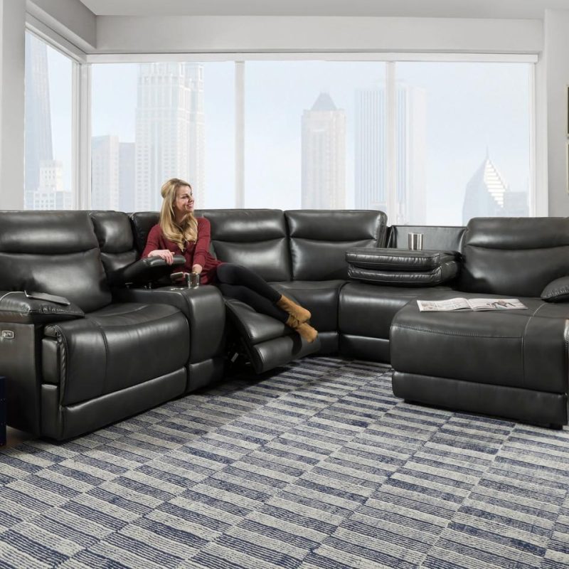 Sectionals |  Illusions Sectional – Left Side Facing Sofa & Right Side Facing Loveseat Black Living Room Furniture Black