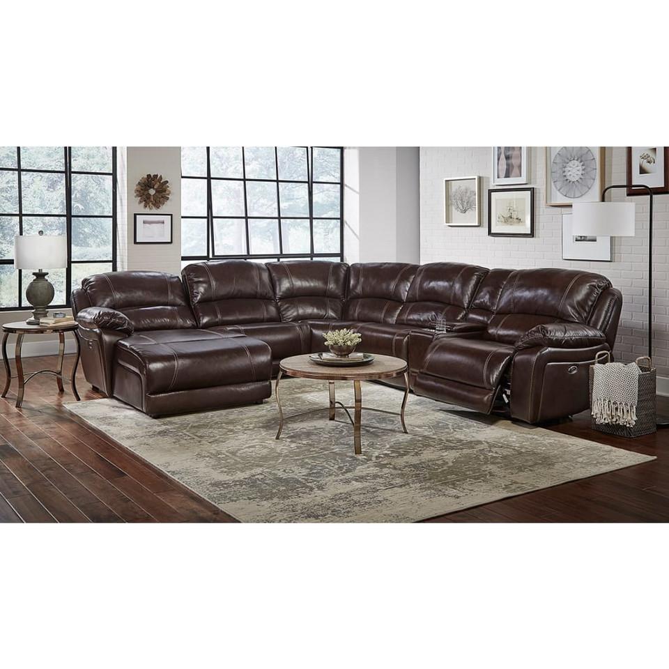 Sectionals |  Luxe Elite Power Reclining Sectional – Left Arm Facing Chaise Brown Living Room Furniture Brown