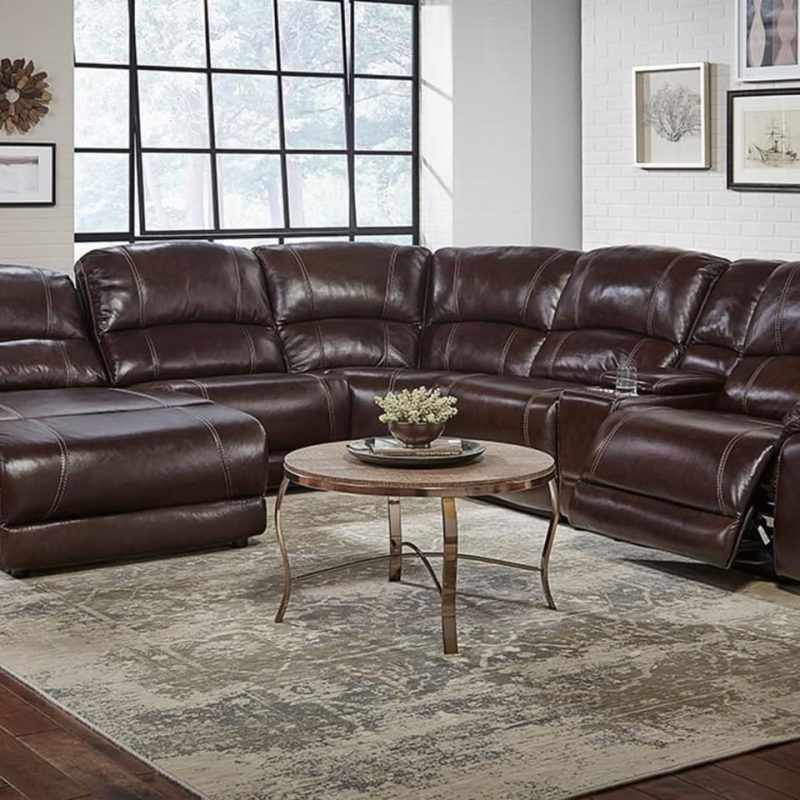 Sectionals |  Luxe Elite Power Reclining Sectional – Left Arm Facing Chaise Brown Living Room Furniture Brown