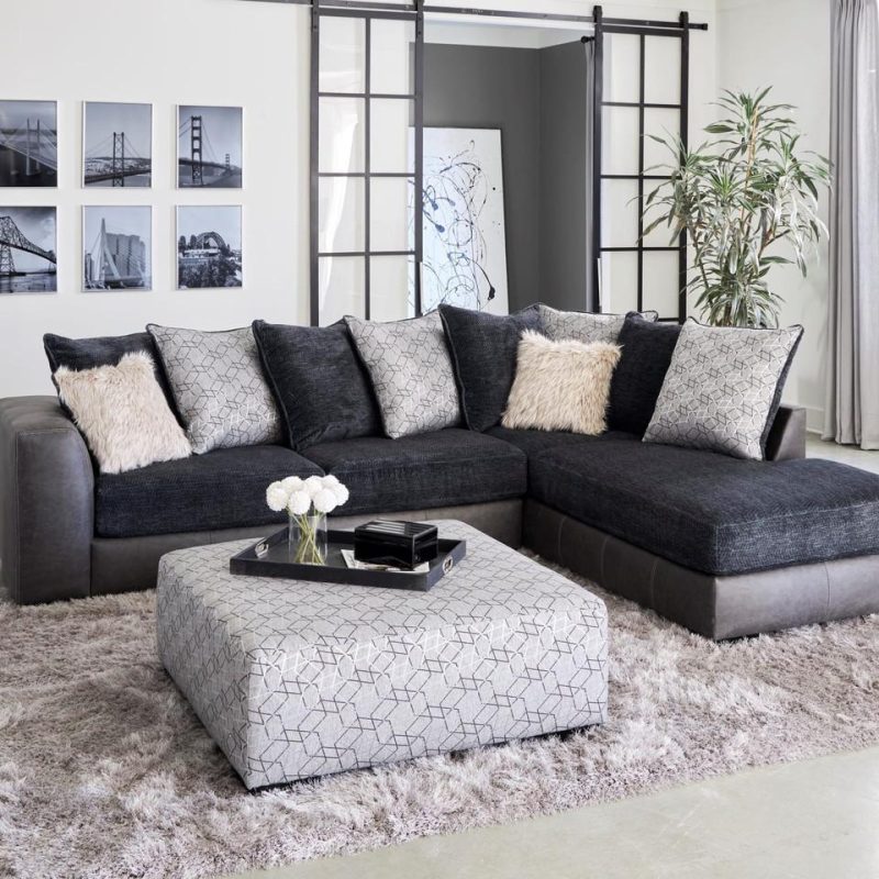 Sectionals |  Preston Ebony Sectional Gray Living Room Furniture Gray