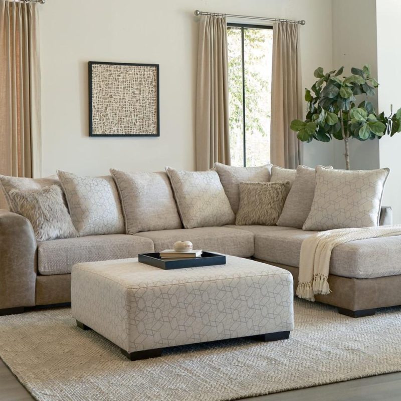 Sectionals |  Preston Mushroom Sectional White Living Room Furniture Sectionals