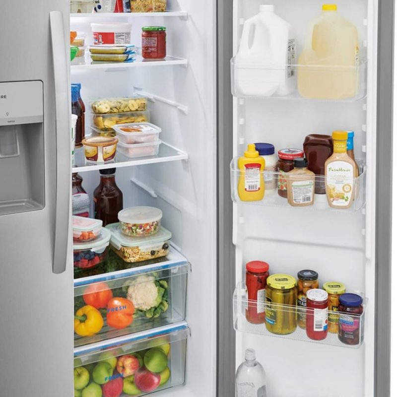 Side-by-Side Refrigerators |  Frigidaire 25.6 cu. ft. 36” Standard Depth Side by Side Refrigerator – FRSS2623AS Stainless Steel Refrigerators Side-by-Side Refrigerators