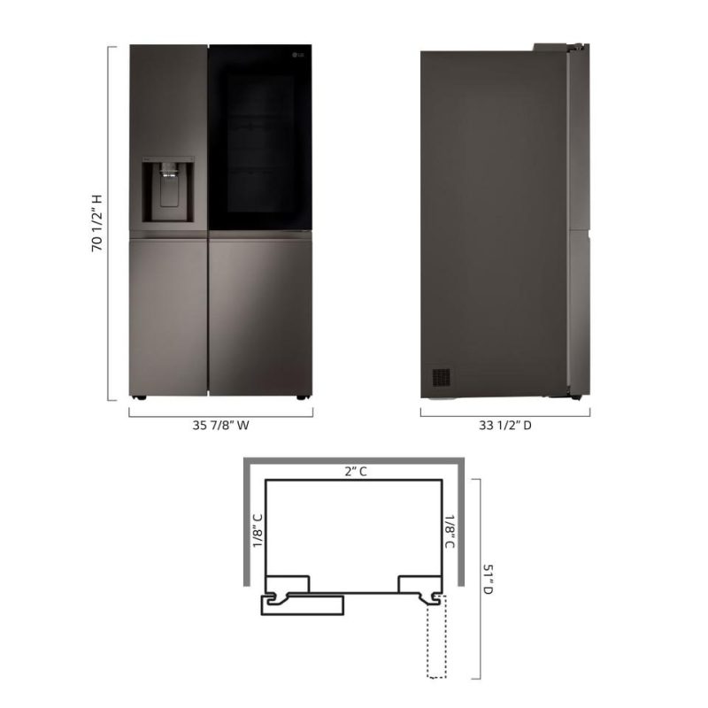 Side-by-Side Refrigerators |  LG 27 cu.ft. Side by Side Instaview Refrigerator – LRSOS2706D Black Refrigerators Black