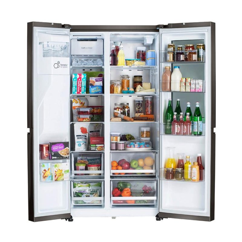 Side-by-Side Refrigerators |  LG 27 cu.ft. Side by Side Instaview Refrigerator – LRSOS2706D Black Refrigerators Black