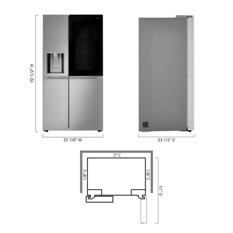 Side-by-Side Refrigerators |  LG 27 cu.ft. Side by Side Instaview Refrigerator – LRSOS2706S Stainless Steel Refrigerators Side-by-Side Refrigerators