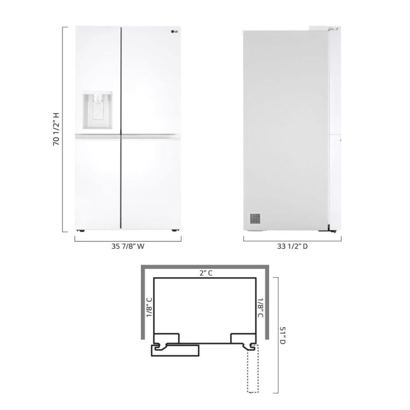 Side-by-Side Refrigerators |  LG 27 cu. ft Side by Side Refrigerator – LRSXS2706W White Refrigerators Side-by-Side Refrigerators