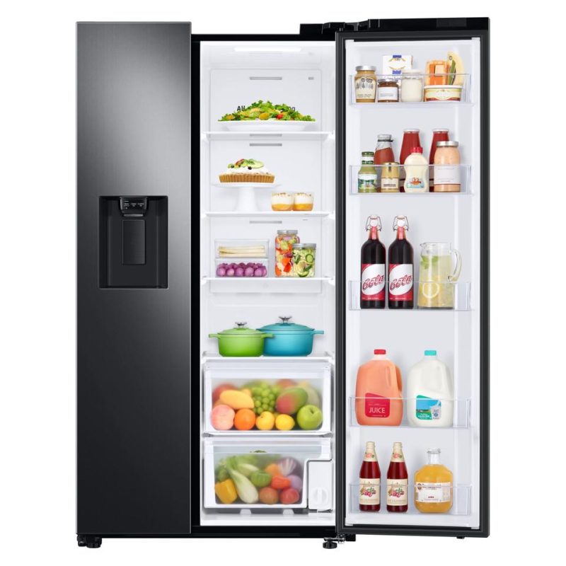 Side-by-Side Refrigerators |  Samsung 27.4 cu. ft. Side-By-Side Refrigerator – RS27T5200SG Black Refrigerators Black