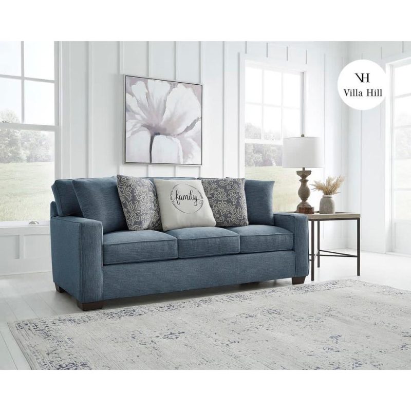 Sofas & Sleepers |  Crestview Track Arm Blue Sofa Blue Living Room Furniture Blue