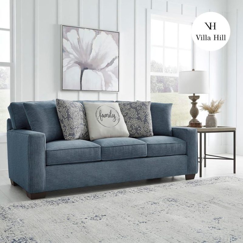 Sofas & Sleepers |  Crestview Track Arm Blue Sofa Blue Living Room Furniture Blue