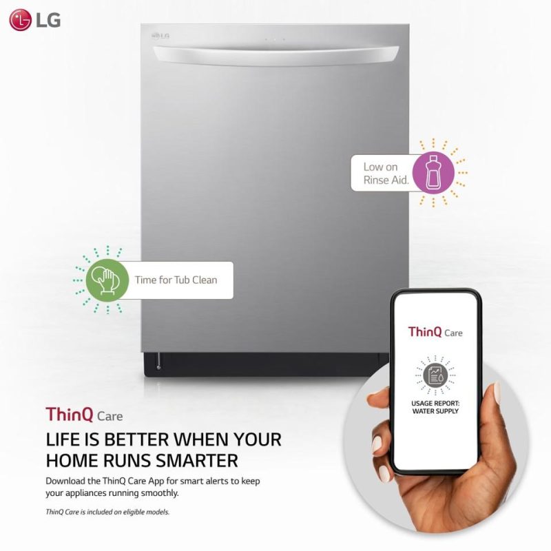 Top Control |  LG Top Control Stainless Steel Smart Dishwasher with QuadWash – LDTS5552S Stainless Steel Dishwashers Stainless Steel