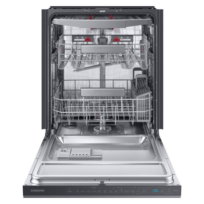 Top Control |  Samsung Linear Wash Dishwasher in Black Stainless Steel – DW80R9950UG Black Dishwashers Black