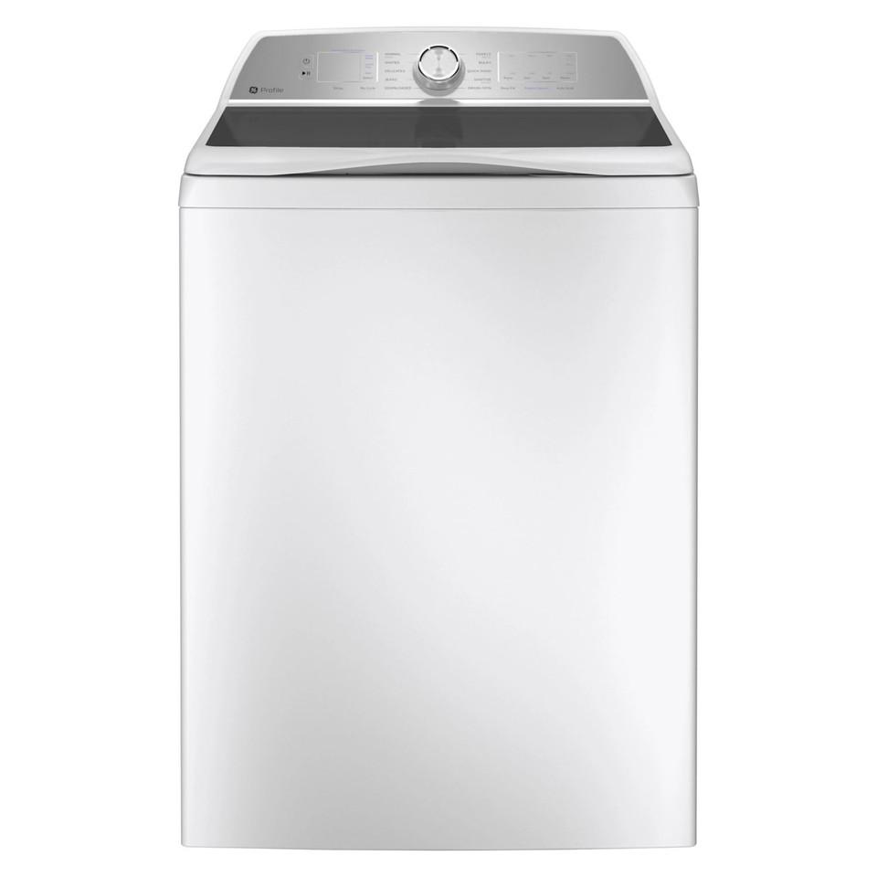 Top Load Washers |  GE Profile 4.9 cu. ft. Top Load Washer with Smarter Wash Technology and FlexDispense™ – PTW605BSRWS White Top Load Washers Top Load Washers