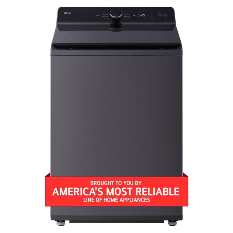 Top Load Washers |  LG 5.5 cu. ft. Mega Capacity Smart Top Load Washer with EasyUnload™ & AI Sensing – WT8400CB Black Top Load Washers Black