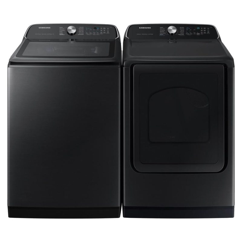 Top Load Washers |  Samsung 5.4 cu. ft. Extra-Large Capacity Smart Top Load Washer with ActiveWave™ Agitator and Super Speed Wash – WA54CG7105AV Black Top Load Washers Black