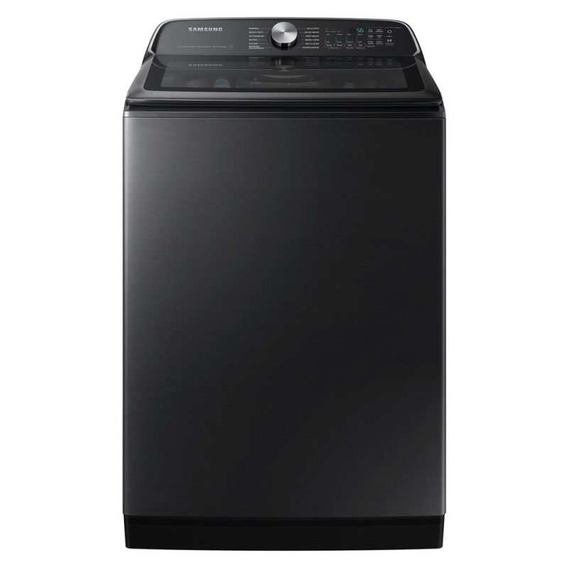 Top Load Washers |  Samsung 5.5 cu. ft. Extra-Large Capacity Smart Top Load Washer with Super Speed Wash – WA55CG7100AV Black Top Load Washers Black