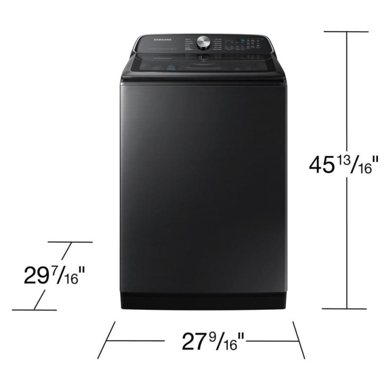 Top Load Washers |  Samsung 5.5 cu. ft. Extra-Large Capacity Smart Top Load Washer with Super Speed Wash – WA55CG7100AV Black Top Load Washers Black