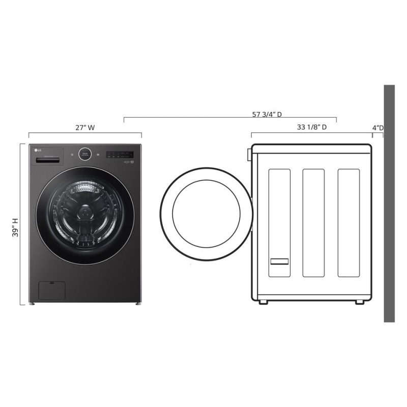 Washer and Dryer Combos |  LG 5.0 cu. ft. Mega Capacity Smart WashCombo™ All-in-One Washer/Dryer with Inverter HeatPump™ Technology and Direct Drive Motor – WM6998HBA Black Washers & Dryers Black