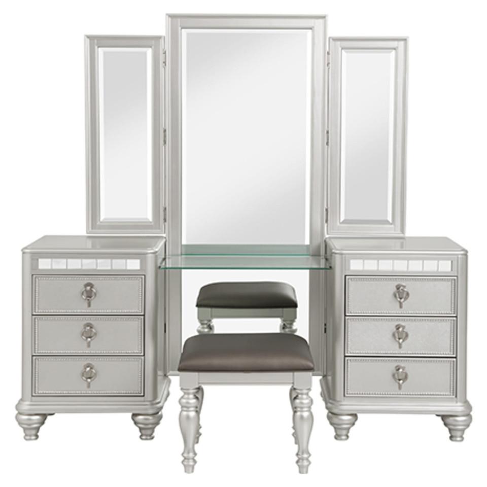 Benches & Vanities |  Carousel Vanity and Stool Gray Bedroom Furniture Benches & Vanities