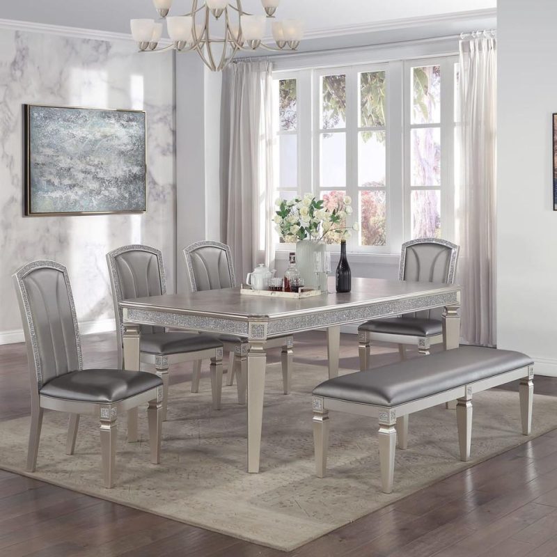 Dining Chairs & Seating |  Anastasia Bench Gray Dining Chairs & Seating Dining Chairs & Seating