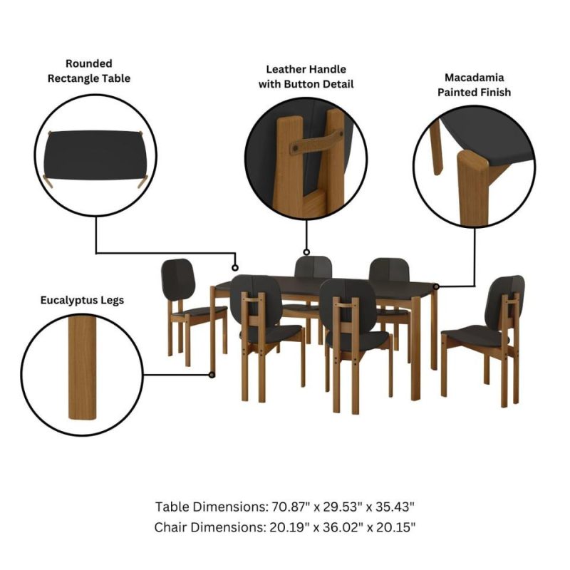 Kitchen and Dining Sets |  Gales 70.87 Dining Set in Black – Set of 7 Black Dining Room Furniture Black