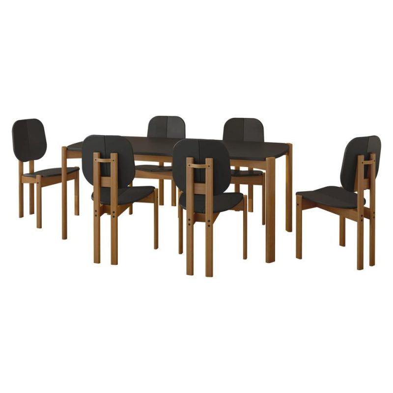 Kitchen and Dining Sets |  Gales 70.87 Dining Set in Black – Set of 7 Black Dining Room Furniture Black