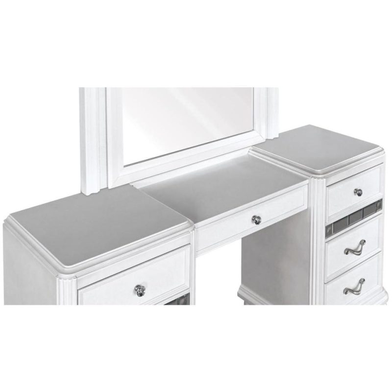 Vanity Sets |  Gia Collection White Vanity and Stool White Bedroom Furniture Benches & Vanities