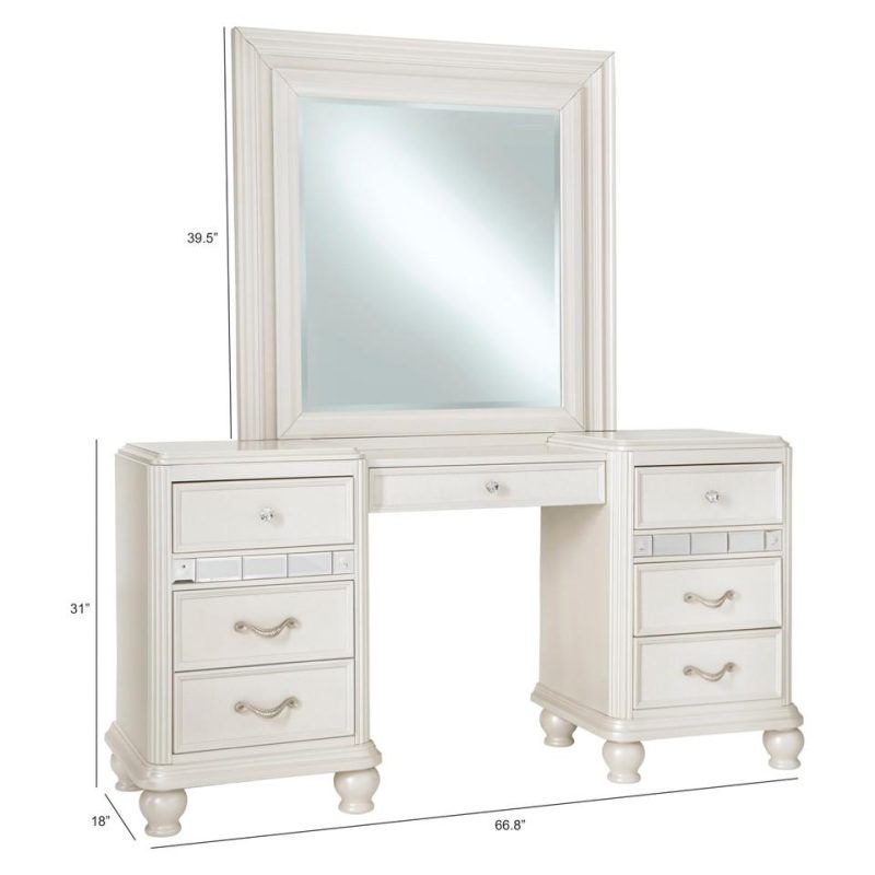 Vanity Sets |  Gia Collection White Vanity and Stool White Bedroom Furniture Benches & Vanities