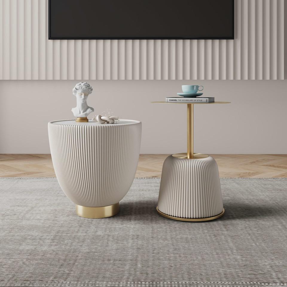 Coffee & End Tables |  Anderson End Table 1.0 and End Table 2.0 in Cream – Set of 2 Cream Coffee & End Tables Coffee & End Tables