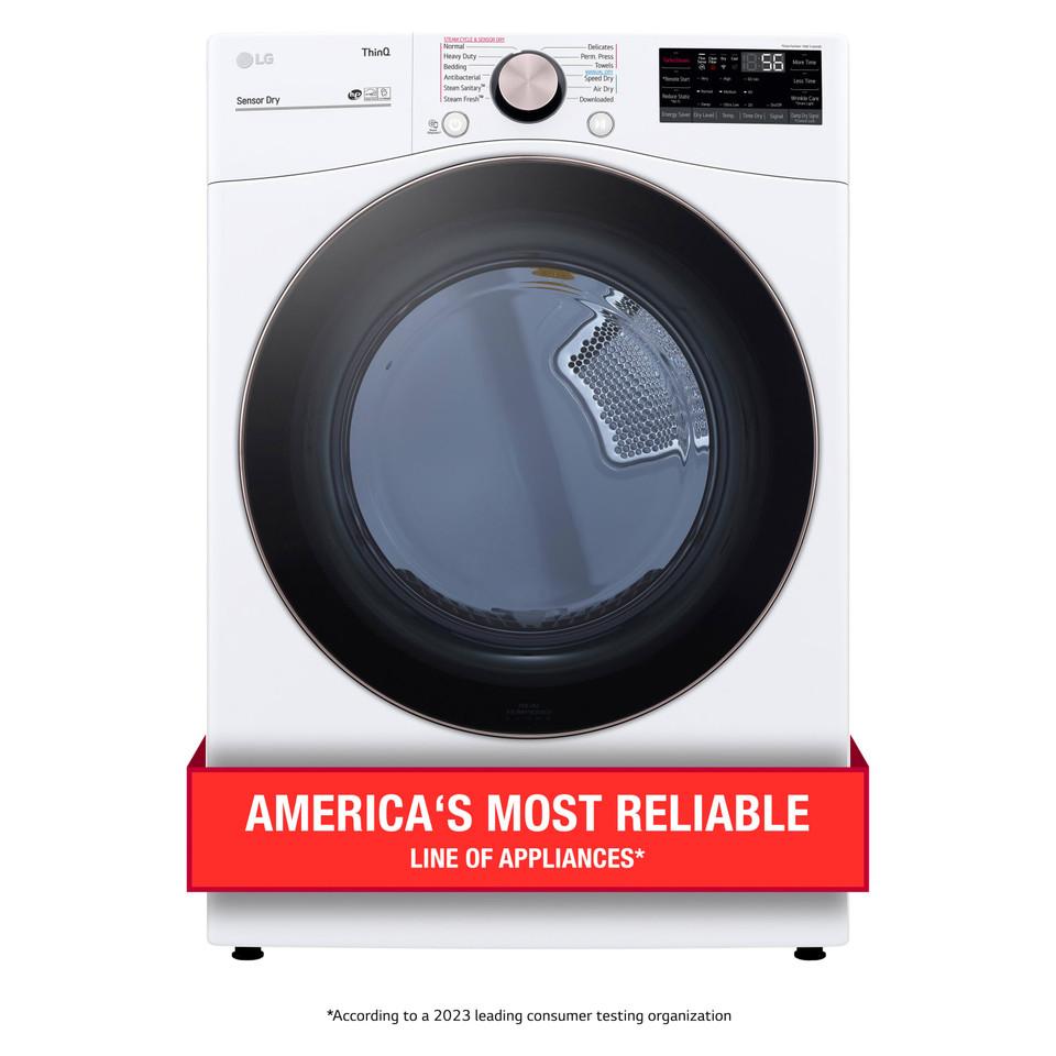 Electric Dryers |  LG 7.4 cu. ft. Ultra Large Capacity Smart wi-fi Enabled Front Load Electric Dryer with TurboSteam™ and Built-In Intelligence – DLEX4000W White Electric Dryers Electric Dryers