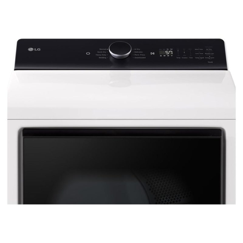 Gas Dryers |  LG 7.3 cu. ft. Ultra Large Capacity Rear Control Gas Dryer with LG EasyLoad™ Door and AI Sensing – DLG8401WE White Gas Dryers Gas Dryers