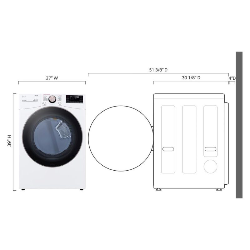 Gas Dryers |  LG 7.4 cu. ft. Ultra Large Capacity Smart wi-fi Enabled Front Load Gas Dryer with TurboSteam™ and Built-In Intelligence White Gas Dryers Gas Dryers