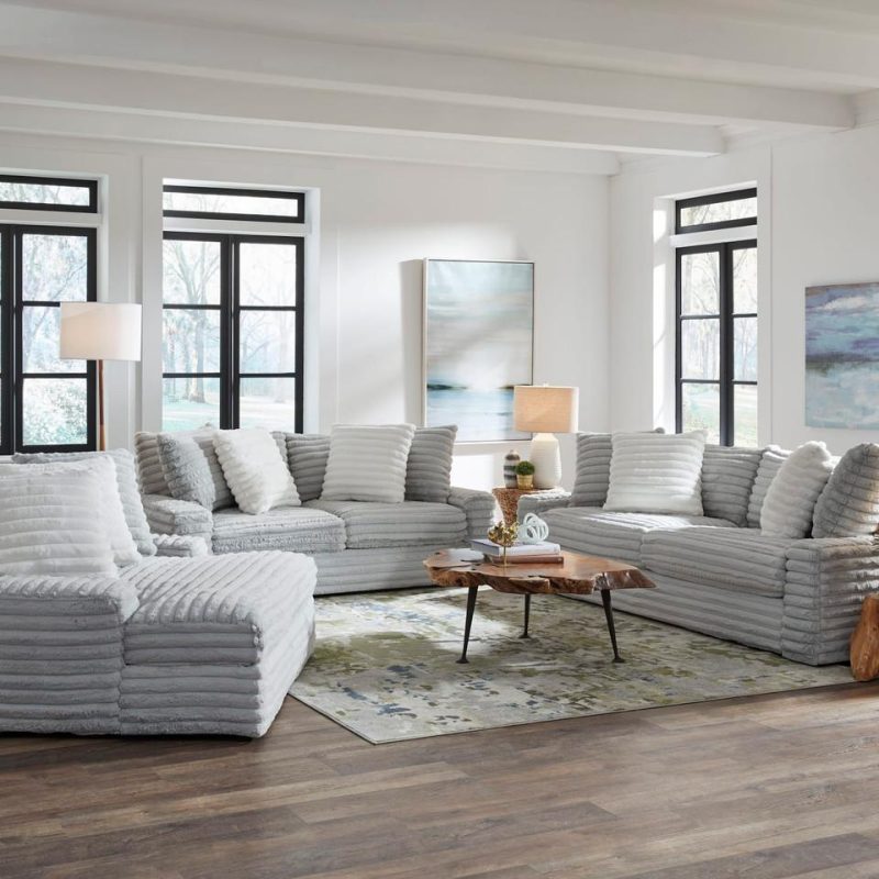 Living Room Sets |  Serene Gray Sofa & Loveseat Gray Living Room Furniture Gray