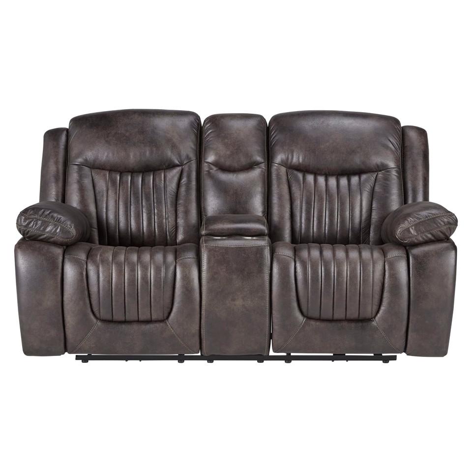 Loveseats |  Optima P2 Motion – Power Headrest Console Loveseat Brown Living Room Furniture Brown