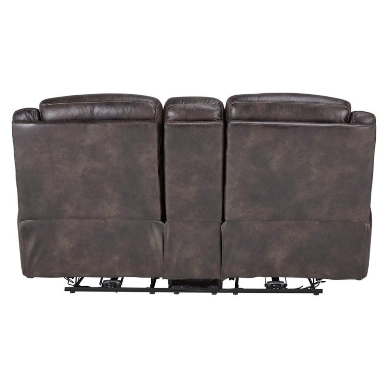 Loveseats |  Optima P2 Motion – Power Headrest Console Loveseat Brown Living Room Furniture Brown