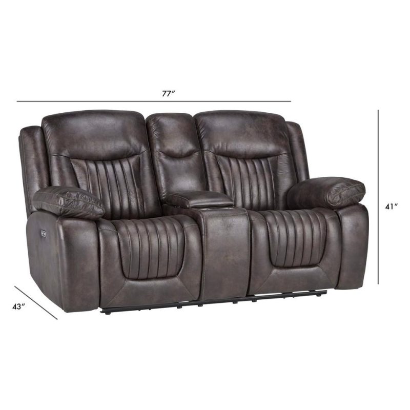 Loveseats |  Optima P2 Motion – Power Headrest Console Loveseat Brown Living Room Furniture Brown