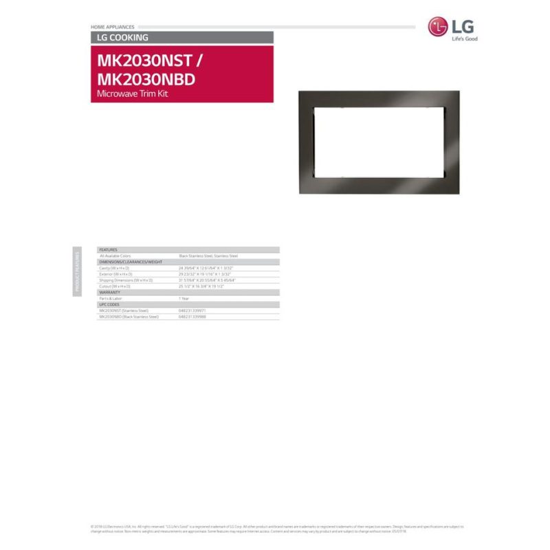 Built-In Accessories |  LG Microwave Stainless Steel Trim Kit (MK2030NST) Stainless Steel Parts & Accessories Built-In Accessories