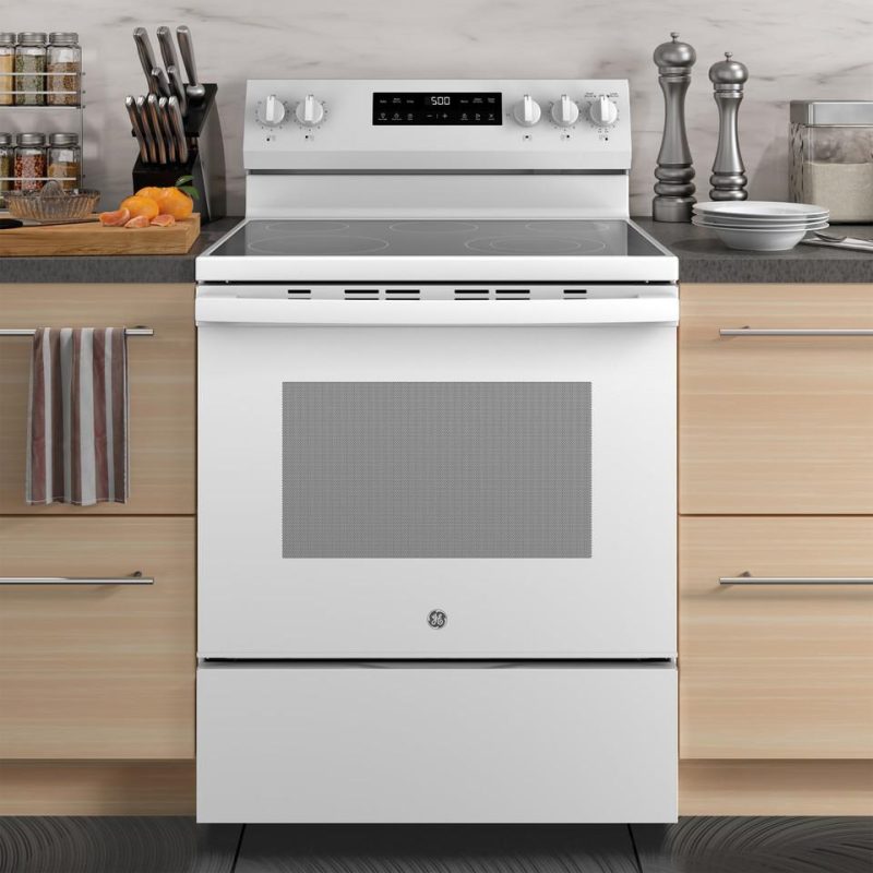 Electric Ranges |  GE 30 in. 5 Element Free-Standing Electric Range in White with Crisp Mode – GRF500PVWW White Electric Ranges Electric Ranges