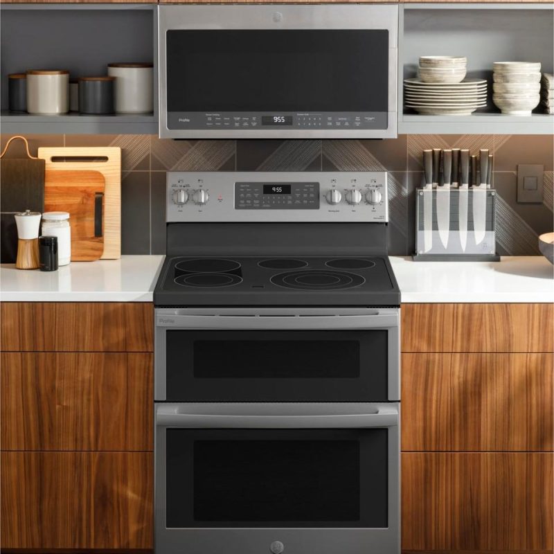 Electric Ranges |  GE Profile™ 30” Smart Free-Standing Electric Double Oven Convection Range with No Preheat Air Fry – PB965YPFS Stainless Steel Electric Ranges Electric Ranges